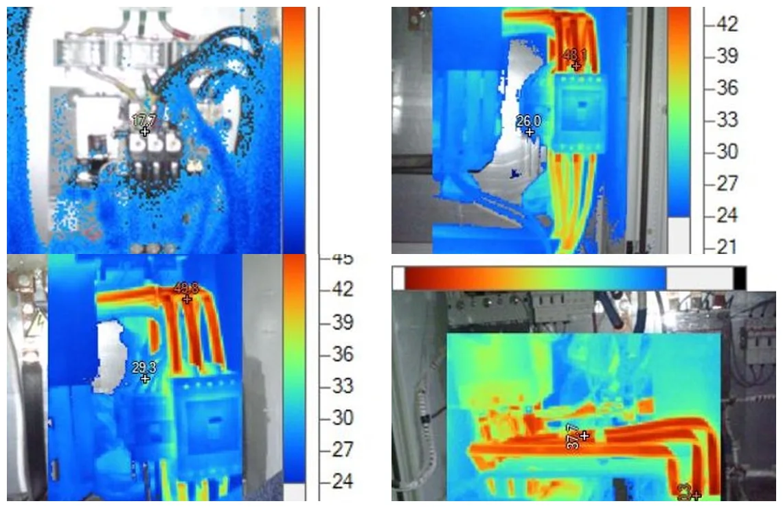 Thermal imaging examples during ATS service inspection
